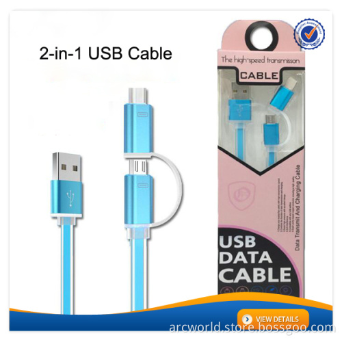 AWD004 Hot gift for iphone with 2 in 1 usb cable universal phone charging cable set micro usb cable
